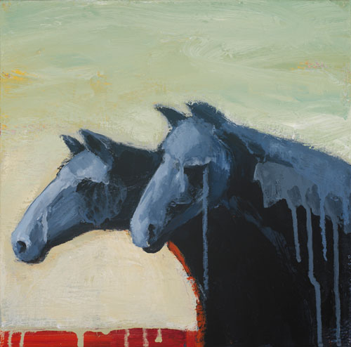 two horses looking